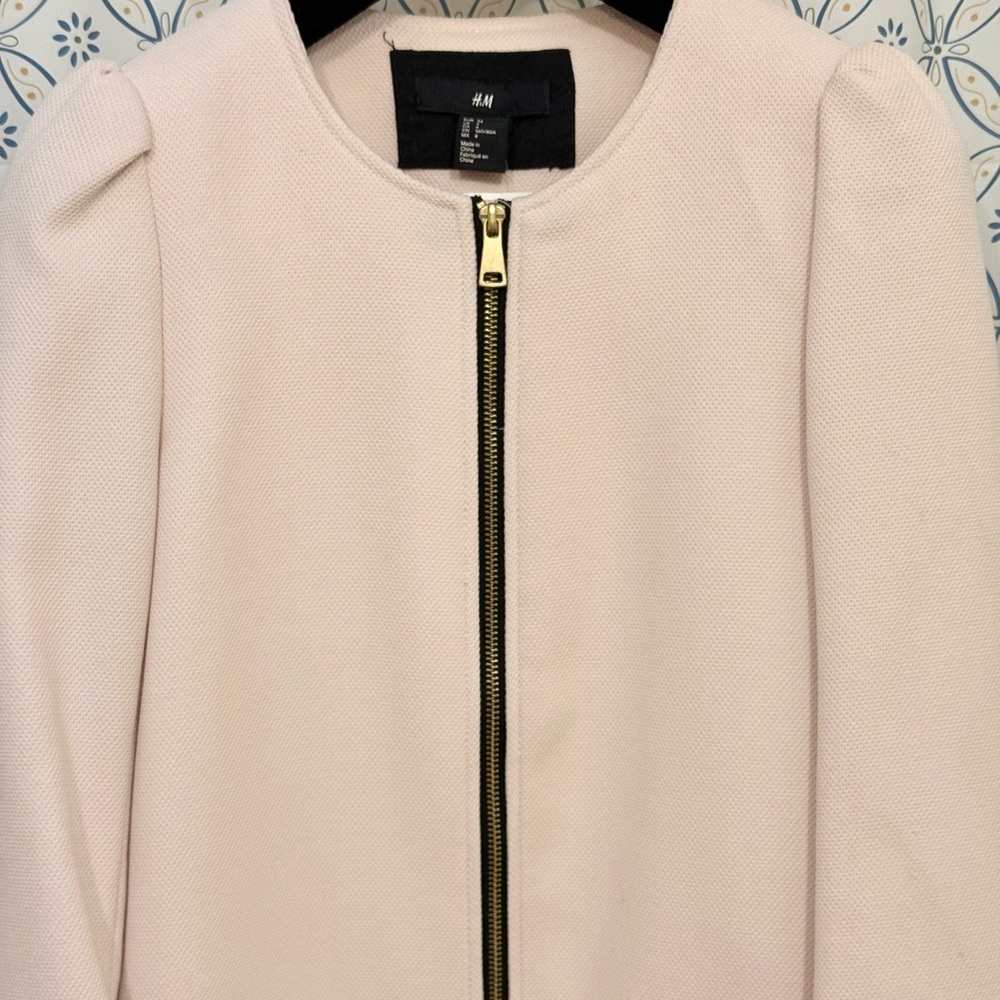 NEW H&M Textured Woven Coat in Powder Pink - Picture 4 of 6